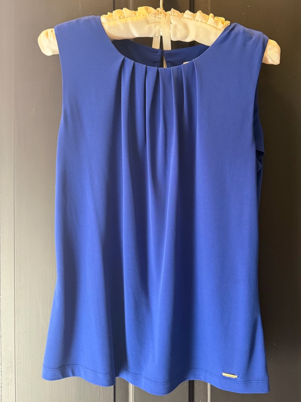 Calvin Klein Sleeveless Pleated Royal Blue/ Cobalt Blue Blouse. Small